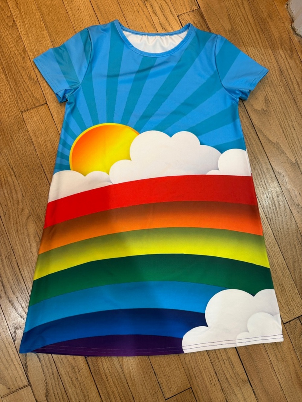 Graphic Rainbow Sun Tee Dress - Vibrant Multi-Color, great condition